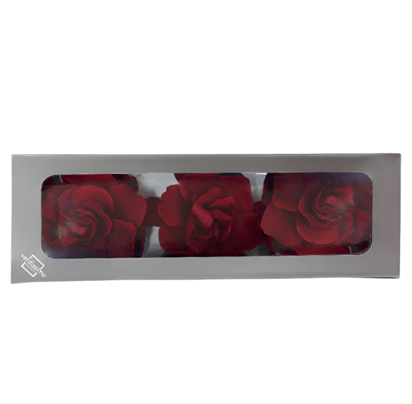 Burgundy gardenia head in a box