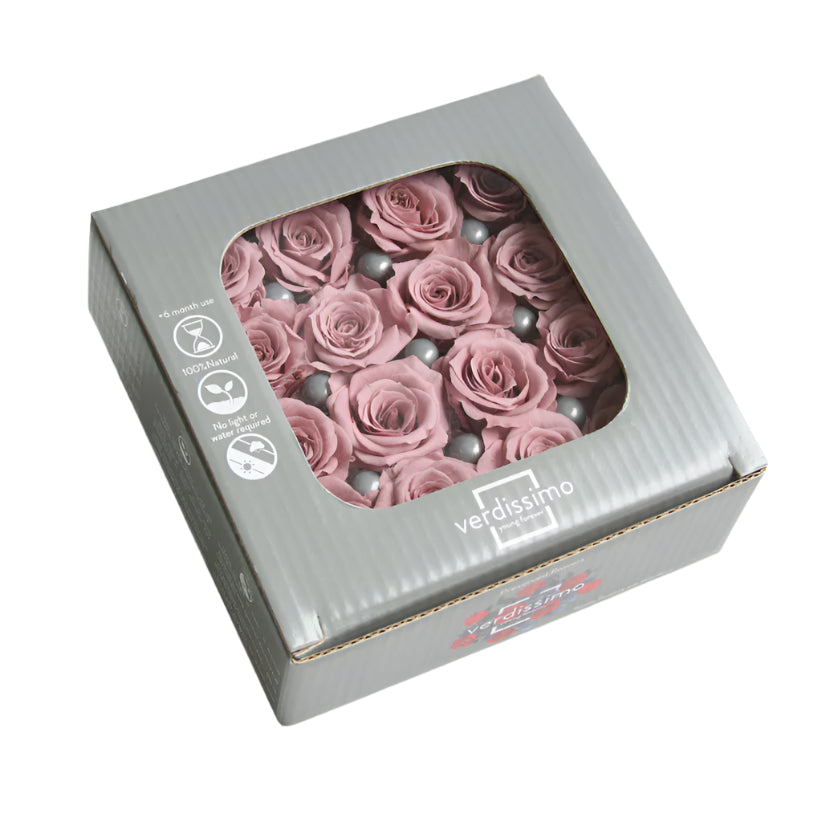 Sixteen cherry blossom mini rose heads in a box