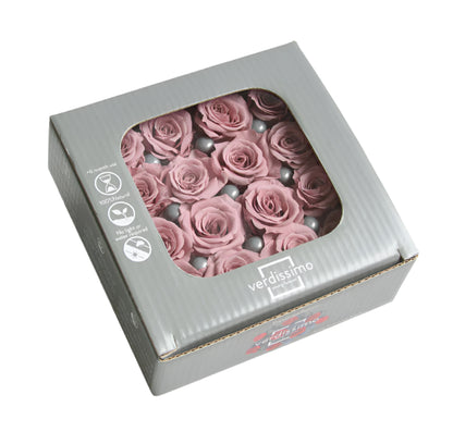 Sixteen cherry blossom mini rose heads in a box